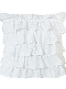 春夏新款@法式小清新纯棉刺绣蕾丝层层花边抱枕靠枕