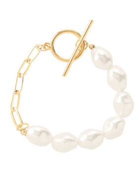 新款 JOUETIE 仿巴洛克珍珠 保色钛钢链 女式简约 手串手链