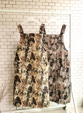 背带裙--2 狗狗和猫猫 新款MJ动物提花图案织锦A型连衣裙