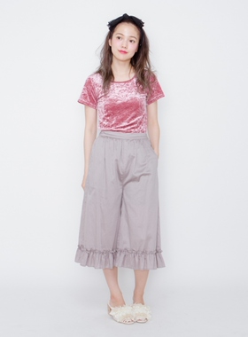 100元3件！秋冬新款MJ乱花丝绒天鹅绒圆领短袖上衣T恤