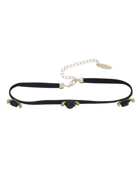 秋冬新款E*TME小玫瑰花丝绒带性感锁骨链脖链项链