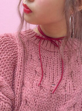 秋冬新款BUBBLES可爱多色蝴蝶结绒绳锁骨链项链