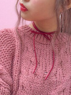 秋冬新款BUBBLES可爱多色蝴蝶结绒绳锁骨链项链