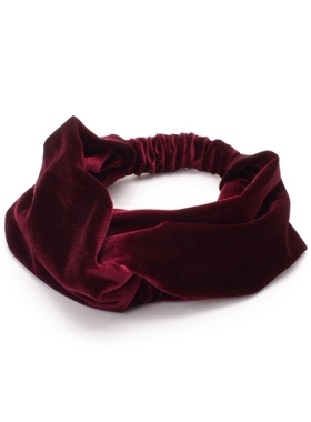 新品 丝绒拧花蝴蝶结松紧发箍发饰发带酒红黑灰驼多色