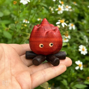 小火堆摆件可爱原木创意礼物家居装饰实木雕刻火苗车载桌面摆件