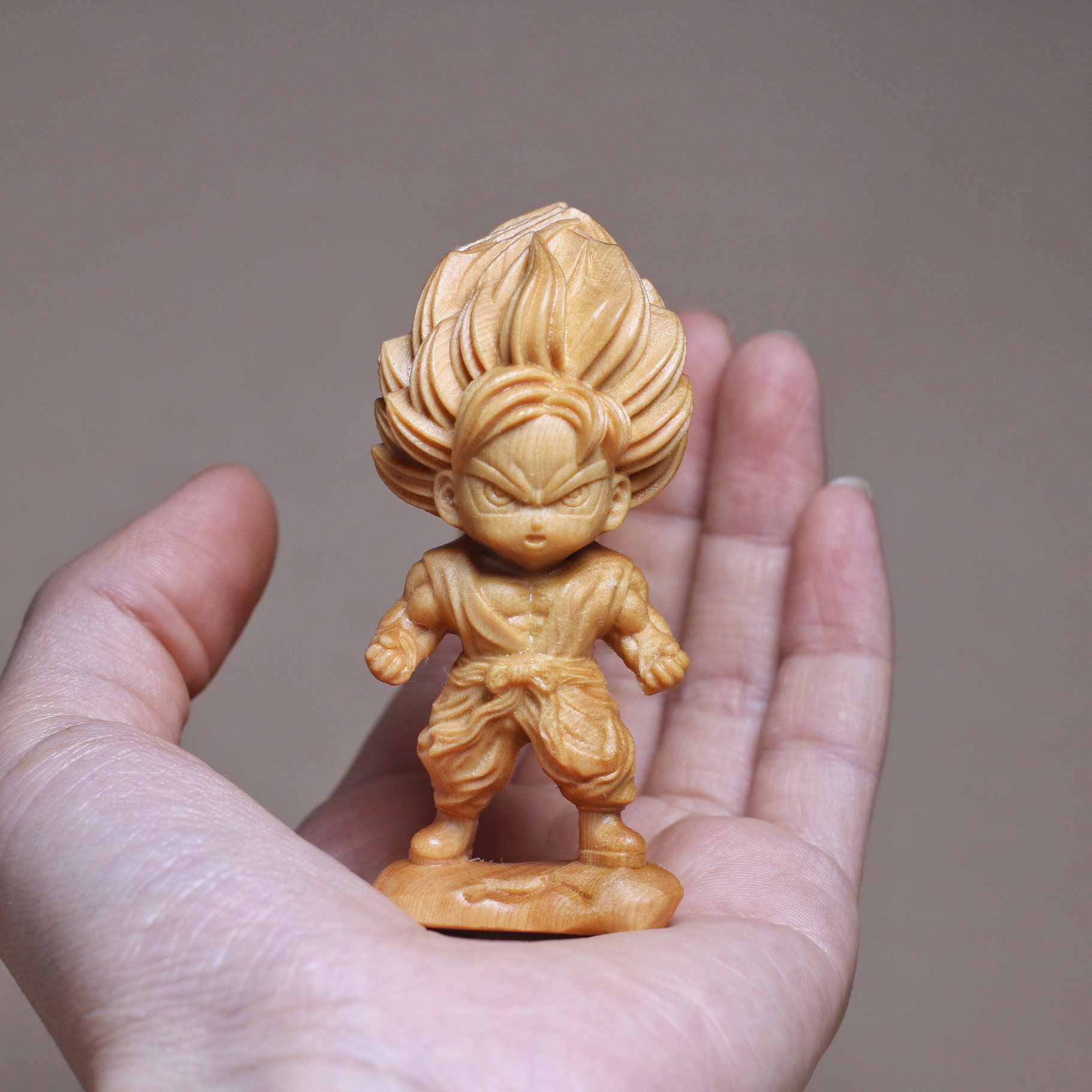 崖柏木雕七龙珠悟空赛亚人摆件可爱动漫人物手办实木装饰工艺品