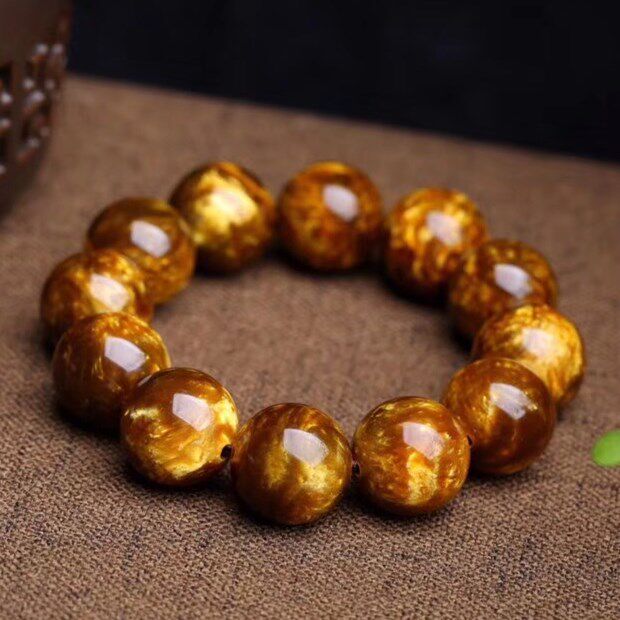 天然金丝海柳木手串金海柳单圈手链男女大气款手链金光闪闪收藏品