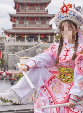 潮汕正龙女子英歌舞服装头饰套装游神戏服赛龙舟舞台演出服装头盔