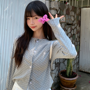 ANA宝藏珍妮 上衣外套女生软糯叠穿 26春夏韩系设计波点薄针织开衫