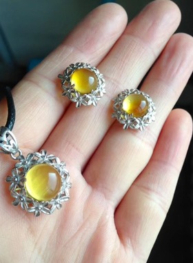 纯银耳钉文玩玉石圆形戒指空托