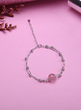 diy双股珍珠蜜蜡镶嵌玫瑰金手环