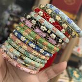 圆形活口弹簧 镀金彩釉 梅花 女细时尚 北京景泰蓝手镯