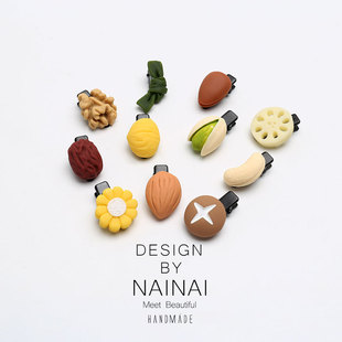 创意仿真食物蔬菜坚果搞怪可爱食玩刘海侧边小号发夹头饰发饰