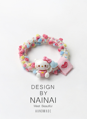 可爱Kitty猫彩色发圈卡通百搭扎发元气少女头绳发绳甜美发圈发饰