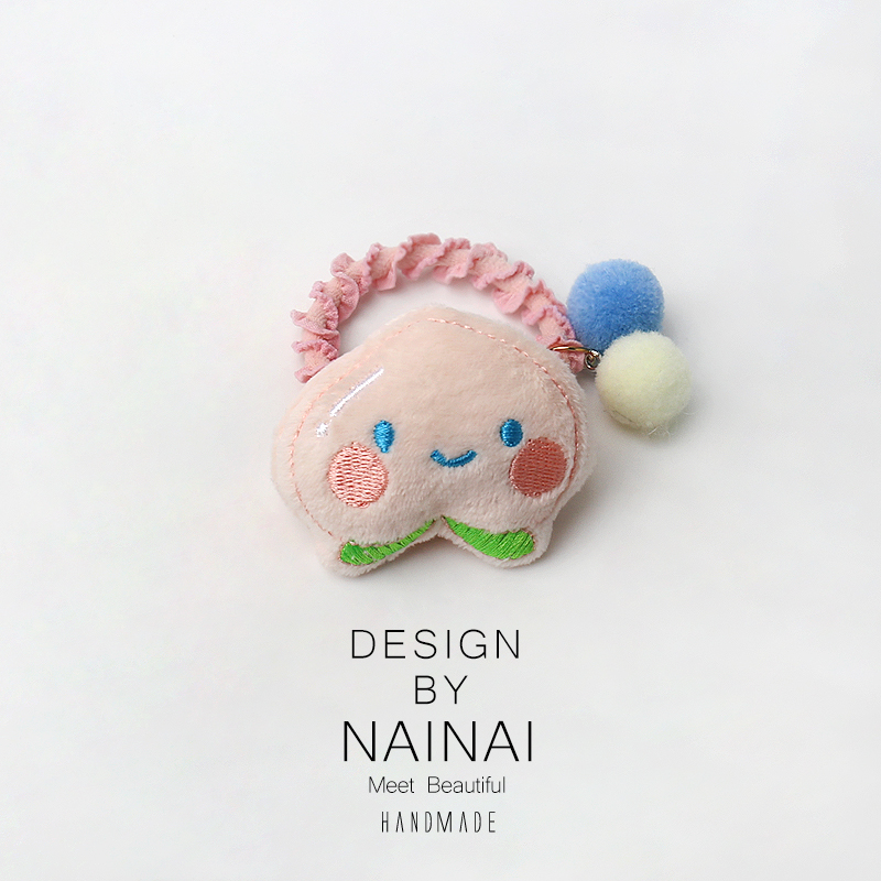 森系毛绒毛球小动物发圈可爱桃子毛绒高马尾玩偶扎发头绳少女发饰