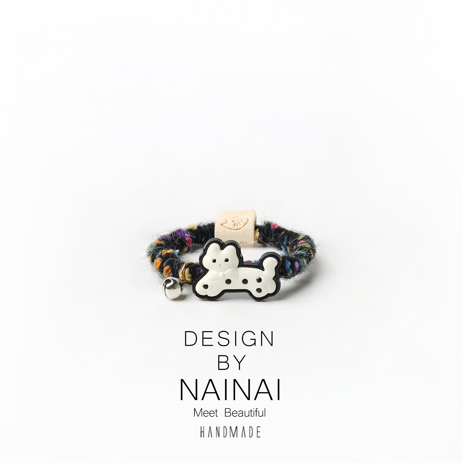 卡通黑白猫咪铃铛字牌头绳发圈可爱高马尾扎发头饰少女简约发饰品