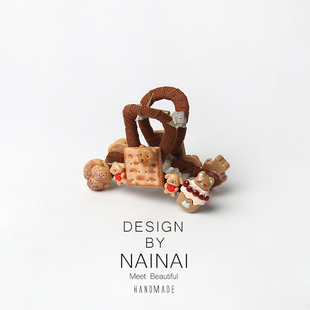 趣味可爱绕布动物饼干抓夹甜美百搭鲨鱼夹中号发抓发饰原创头饰品