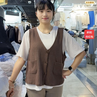 韩系V领镂空四季 2025夏季 新款 百搭马甲外套女 款 大码 韩国代购 女装