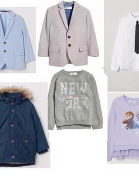 三件包邮HM男女童婴童棉针织上衣西装外套棉服白色衬衫领带卫衣