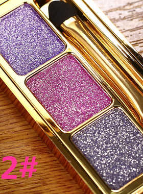 粉色紫色维妮小熊3色钻石闪亮珠光眼影一闪到底大地烟熏妆超闪亮