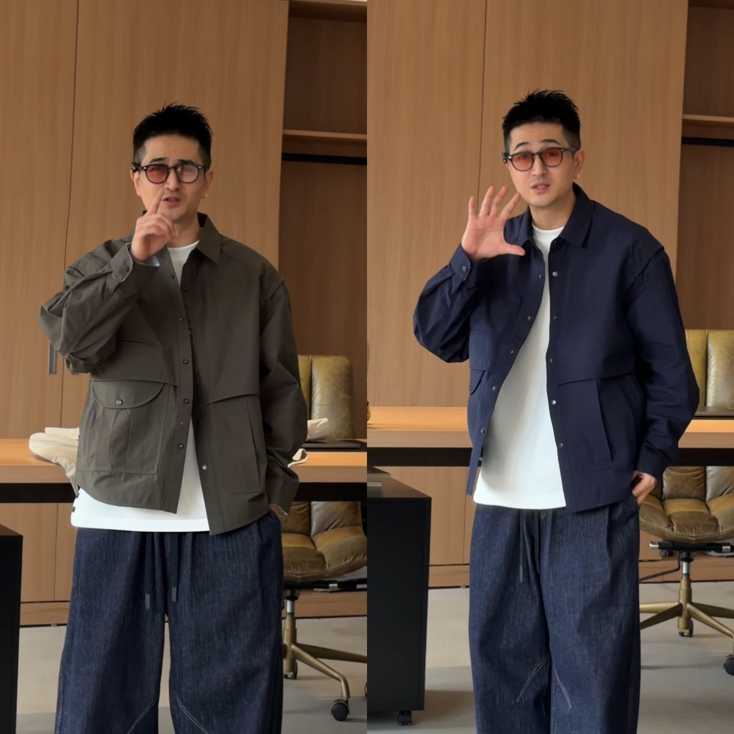 秋季男士前短后长机能工装夹克