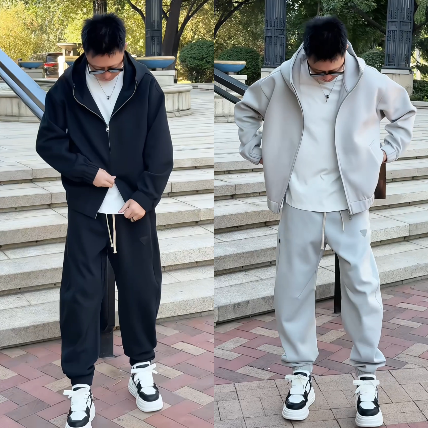 秋冬男士连帽拉链卫衣休闲裤套装