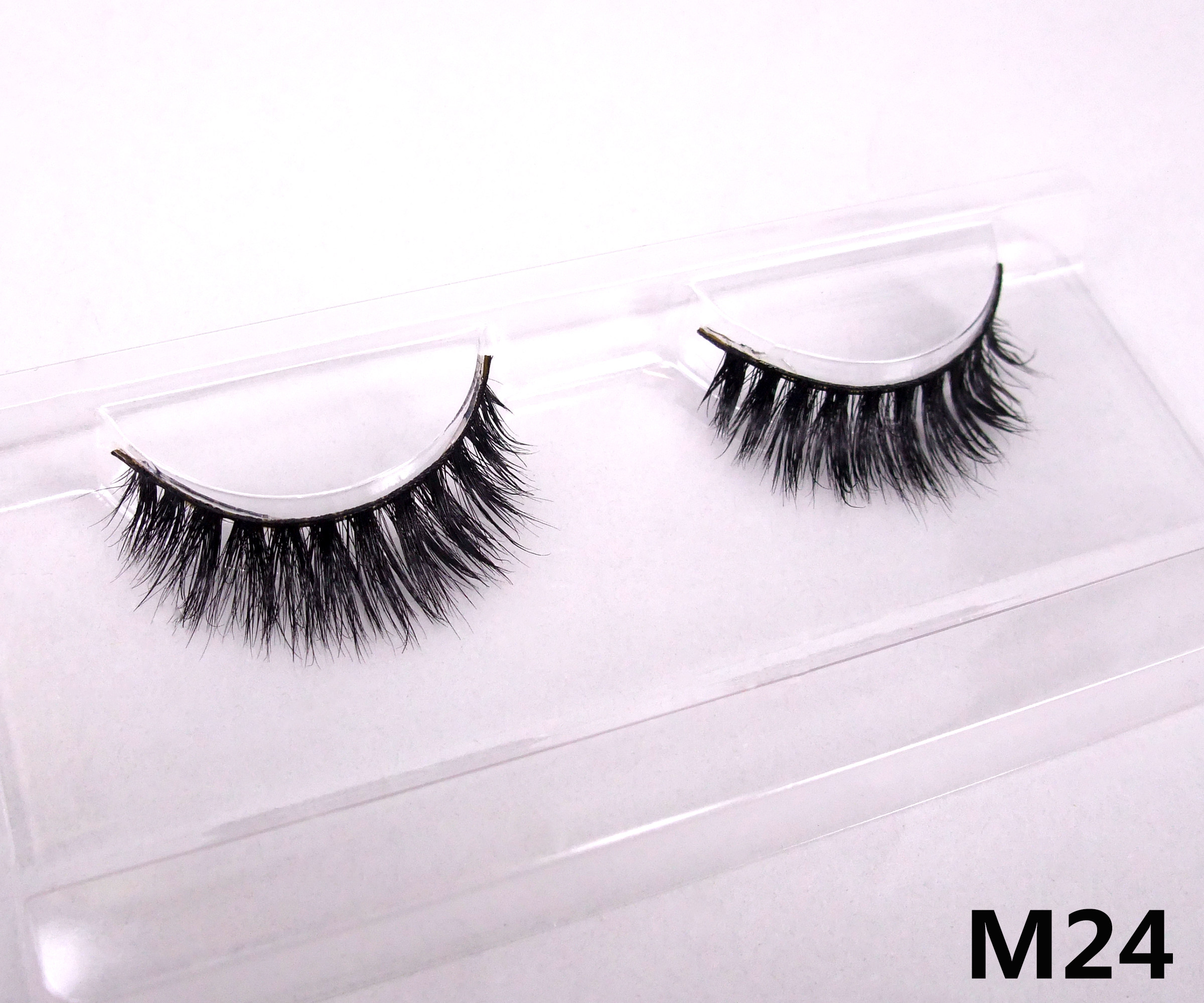 纯手工马毛假睫毛短款浓密交叉飘逸款凌乱日常可戴M24