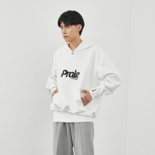 Prale® 刺绣宽罗口束手连帽卫衣男女情侣OS 品牌logo