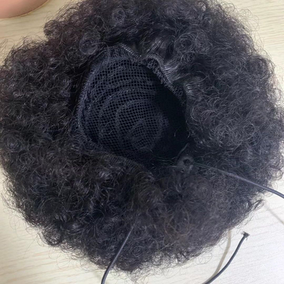 curly ponytail hunan hair bun afro puff clip hairpieces