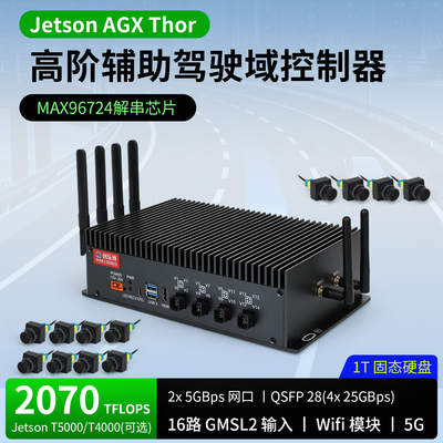 Jetson AGX Thor 16路高阶辅助驾驶域控制器 工业级 2070TFLOPS