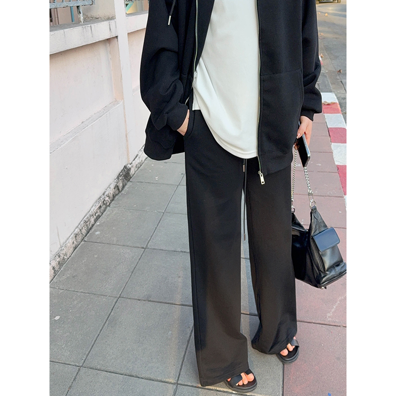 直筒卫裤宽松显瘦高腰遮肉