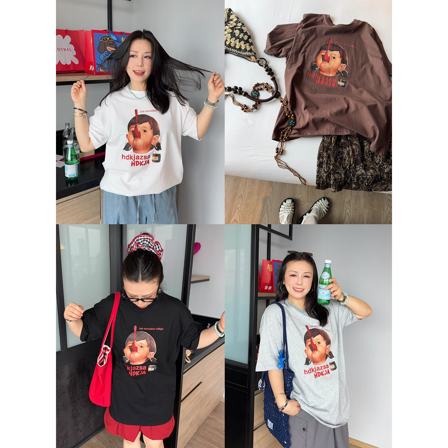 VOGANA戛纳家大码女装韩系ins风减龄印花宽松显瘦休闲全棉短袖t恤图片