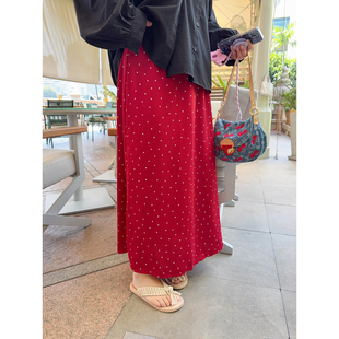 VOGANA戛纳家大码 韩系少女减龄复古波点宽松高腰A字半身裙 女装