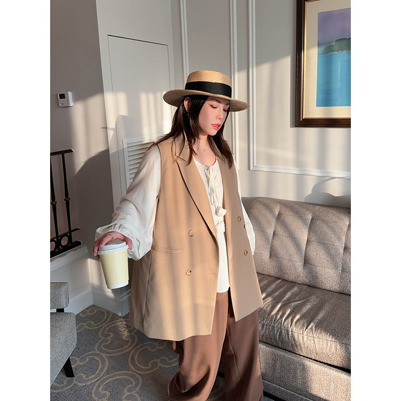 VOGANA戛纳家大码女装通勤休闲马夹宽松显瘦松弛西装马甲女高级感,女装/女士精品,常规大码外套,淘宝优惠券,粉丝福利购,淘宝优惠卷