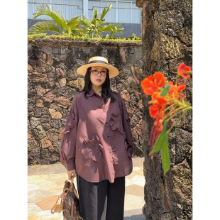 韩系时髦个性 24晚八点开售 立体花复古格纹宽松显瘦休闲衬衫