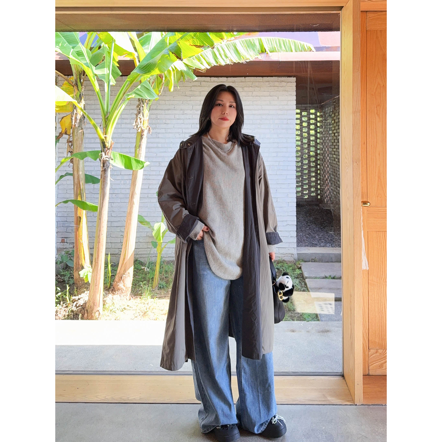 VOGANA戛纳家大码女装韩系减龄连帽休闲风衣秋宽松撞色中长款外套