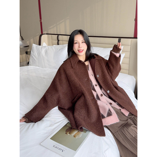 VOGANA戛纳家大码女装中长款大衣高品羊驼绒苏力羊毛双面呢外套冬