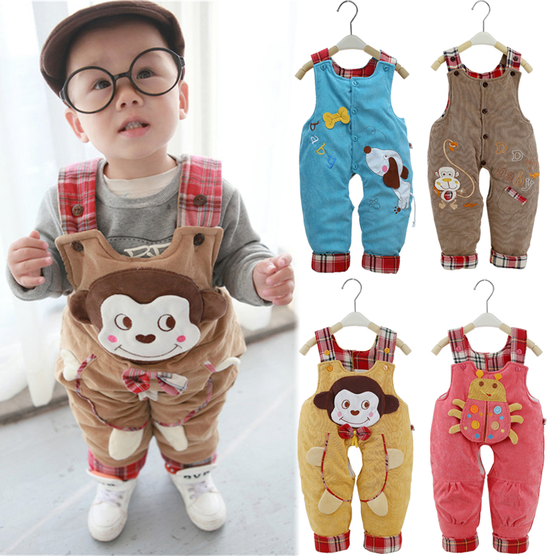 婴儿背带棉裤加厚外穿保暖裤子