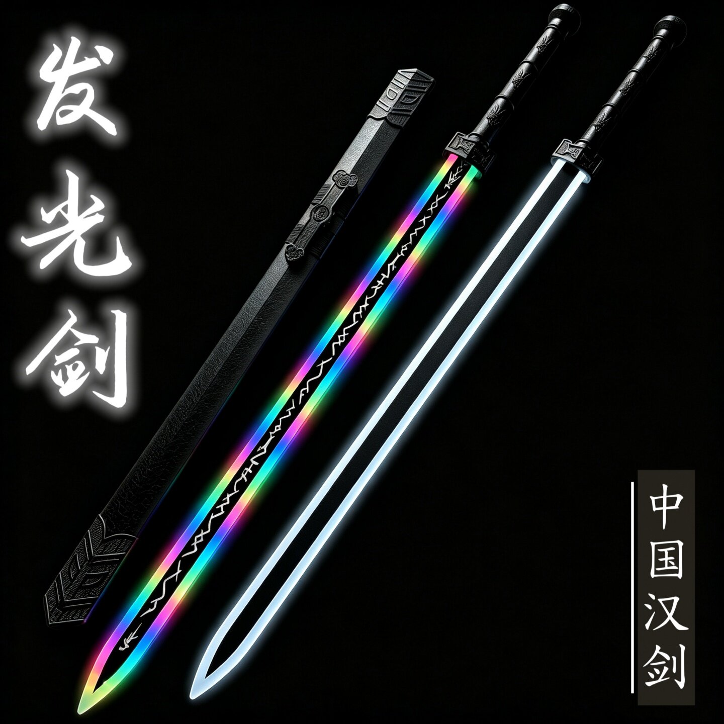 古风发光道具汉剑秦剑赵云剑激光剑发光玩具武术训练短款拍摄宝剑