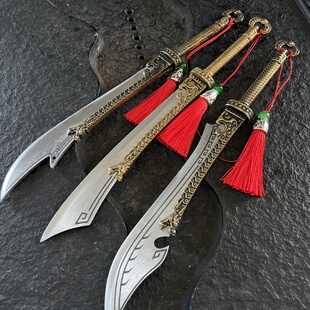 龙泉微兵器高锰钢唐横刀未开刃三国周边迷你金箍棒摆件儿童玩具