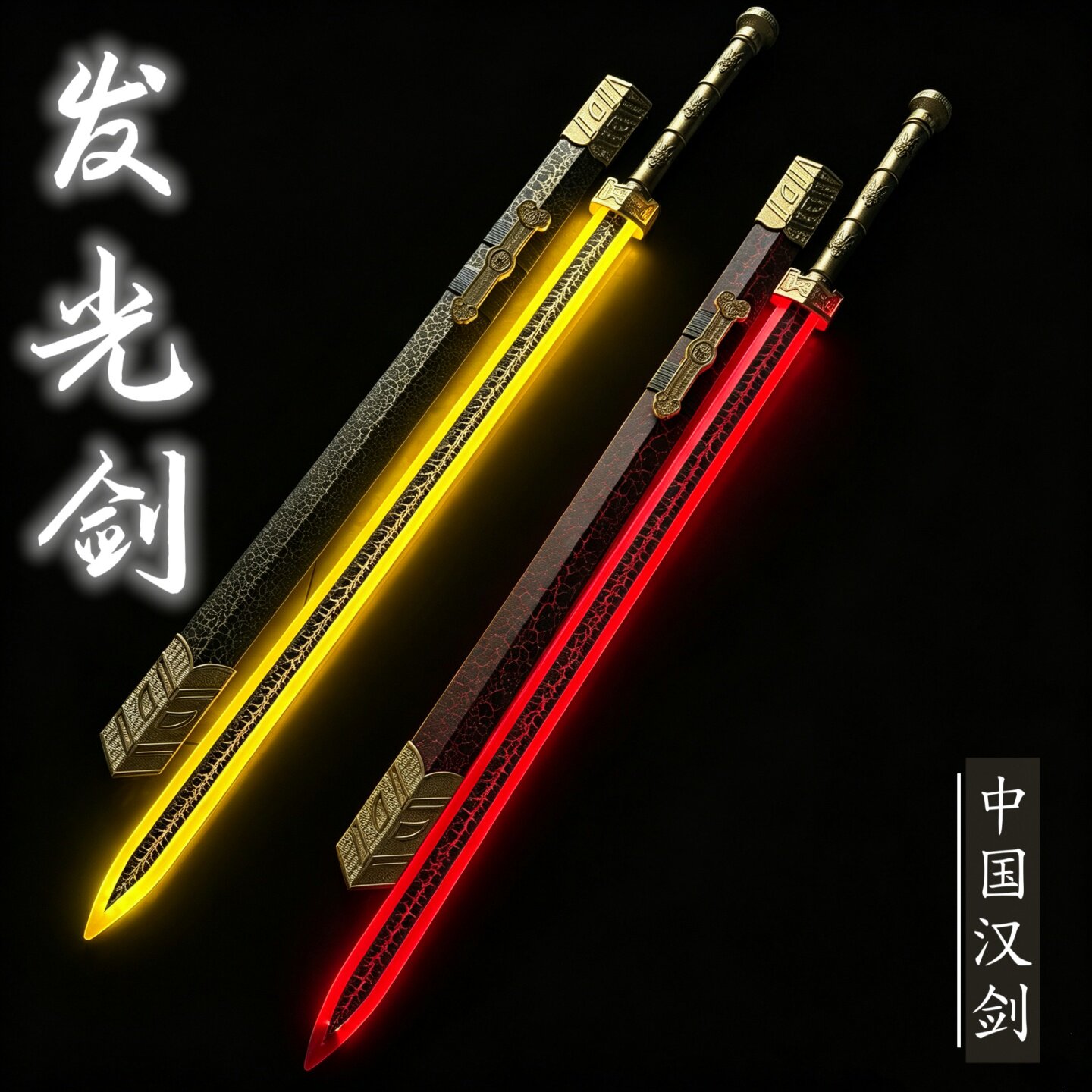 中国古风发光汉剑女式太极剑秦剑
