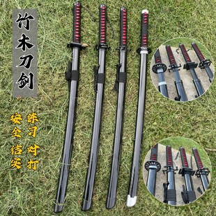 居合道剑道训练刀剑武士刃木刀带鞘男孩儿童玩具仿真刀剑日漫模型