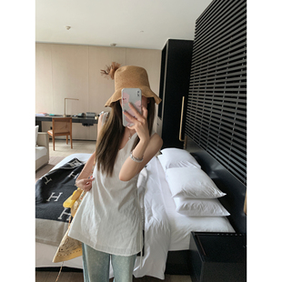 肌理感白色上衣夏纯棉百搭收腰无袖 ASHENONLINE 露背吊带连衣裙女