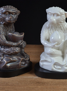 陶瓷动物生肖猴子家居客厅摆件