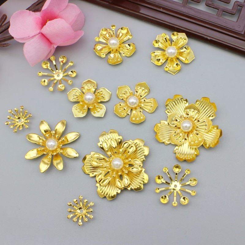 栗子家铁镀金手工材料小花