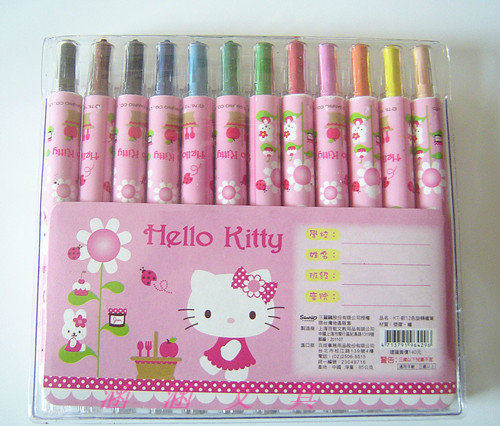 HelloKitty12色旋转蜡笔不脏手旋转画笔安全环保宝宝画画笔油画笔