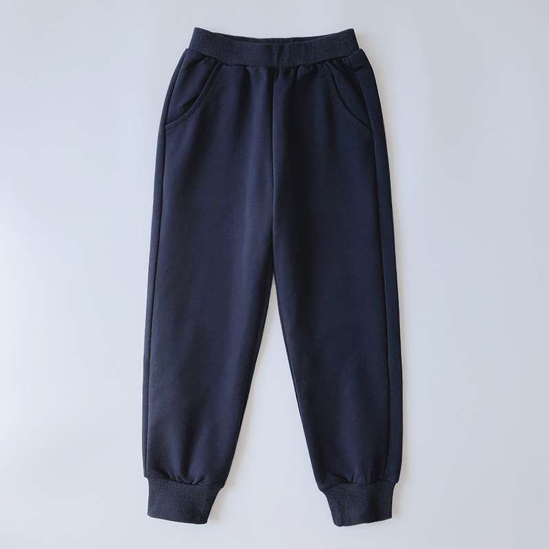 儿童藏蓝色校服裤子男童女童深蓝色束口休闲长裤中大童学生运动裤