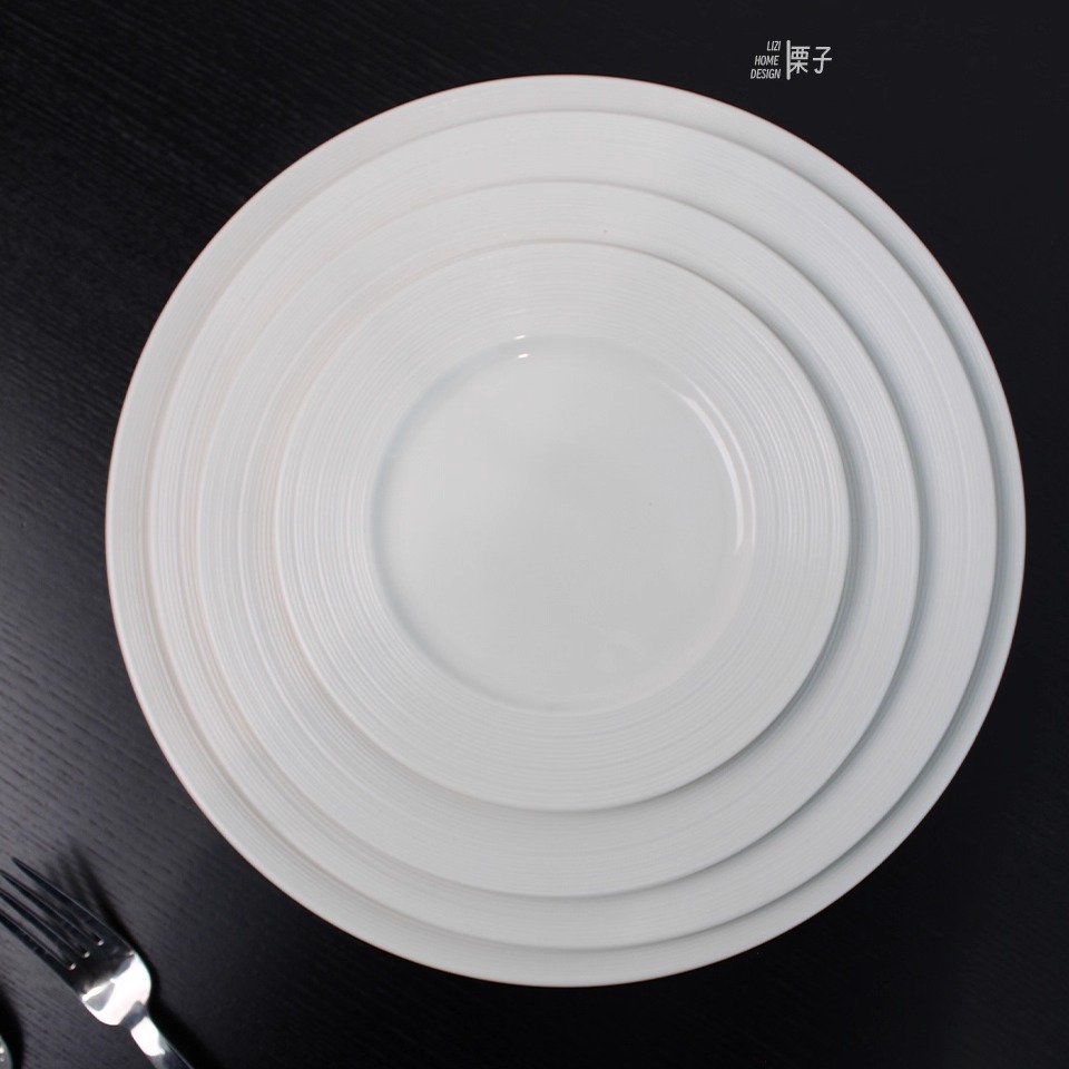 「栗子家设」曼哈顿 白丝线平盘西餐牛扒盘骨碟高级拉丝感主餐盘