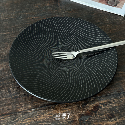 「栗子家设」爆款乌木平盘西餐盘子陆升高级哑光感盘子西餐盘牛扒