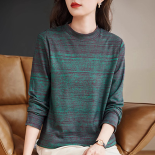 t恤大码 德绒打底衫 中年妈妈长袖 2025秋冬新款 保暖女士上衣服 女装